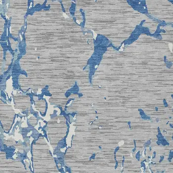 5' X 8' Gray Blue And Ivory Striped Washable Indoor Outdoor Area Rug