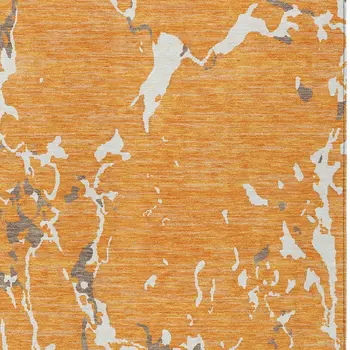 3' X 5' Orange Brown And Ivory Striped Washable Indoor Outdoor Area Rug