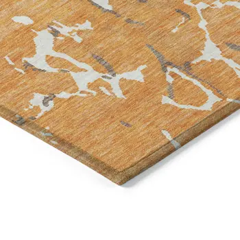 5' X 8' Orange Brown And Ivory Striped Washable Indoor Outdoor Area Rug