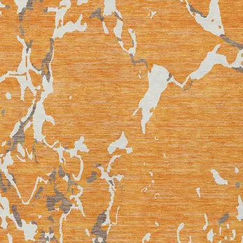10' X 14' Orange Brown And Ivory Striped Washable Indoor Outdoor Area Rug