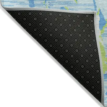 10' X 14' Sky Blue Green And Ivory Striped Washable Indoor Outdoor Area Rug