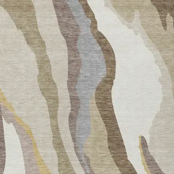 3' X 5' Beige Brown And Gray Abstract Washable Indoor Outdoor Area Rug