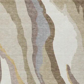 5' X 8' Beige Brown And Gray Abstract Washable Indoor Outdoor Area Rug