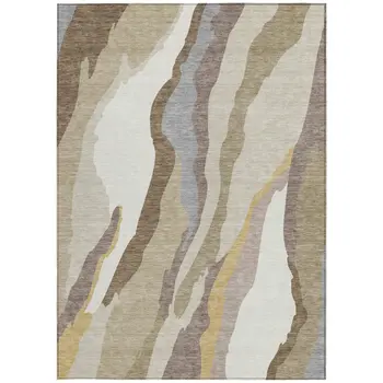 9' X 12' Beige Brown And Gray Abstract Washable Indoor Outdoor Area Rug