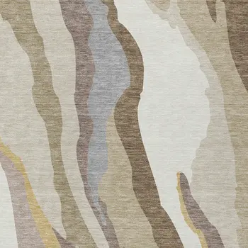 10' X 14' Beige Brown And Gray Abstract Washable Indoor Outdoor Area Rug