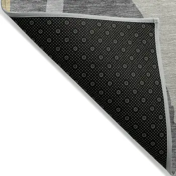 5' X 8' Black Gray And Tan Abstract Washable Indoor Outdoor Area Rug