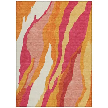 8' X 10' Blush Copper And Ivory Abstract Washable Indoor Outdoor Area Rug