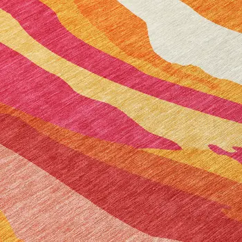 8' X 10' Blush Copper And Ivory Abstract Washable Indoor Outdoor Area Rug