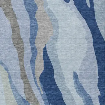 3' X 5' Blue Gray And Ivory Abstract Washable Indoor Outdoor Area Rug