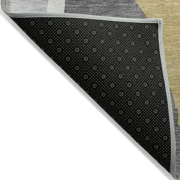 3' X 5' Gray Charcoal And Tan Abstract Washable Indoor Outdoor Area Rug