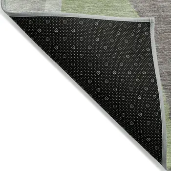 3' X 5' Mint Green Gray And Charcoal Abstract Washable Indoor Outdoor Area Rug
