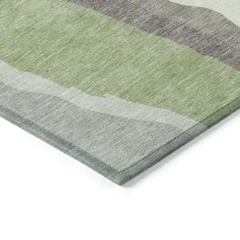 3' X 5' Mint Green Gray And Charcoal Abstract Washable Indoor Outdoor Area Rug