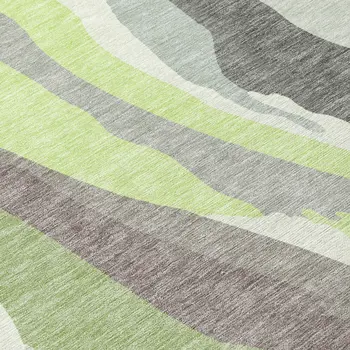 3' X 5' Mint Green Gray And Charcoal Abstract Washable Indoor Outdoor Area Rug