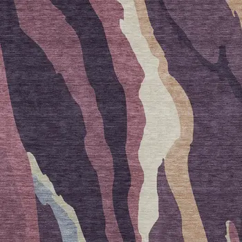 9' X 12' Plum Purple And Ivory Abstract Washable Indoor Outdoor Area Rug