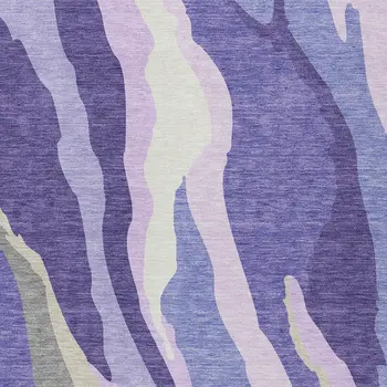 3' X 5' Purple Lavender And Ivory Abstract Washable Indoor Outdoor Area Rug