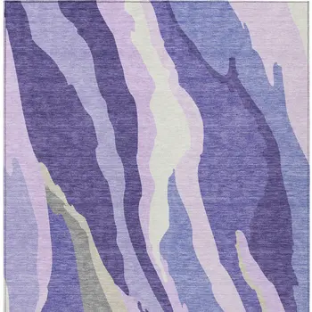 5' X 8' Purple Lavender And Ivory Abstract Washable Indoor Outdoor Area Rug