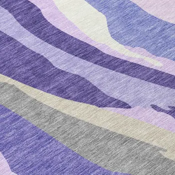 5' X 8' Purple Lavender And Ivory Abstract Washable Indoor Outdoor Area Rug