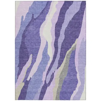 10' X 14' Purple Lavender And Ivory Abstract Washable Indoor Outdoor Area Rug