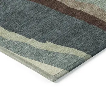 8' Sage Brown And Beige Round Abstract Washable Indoor Outdoor Area Rug
