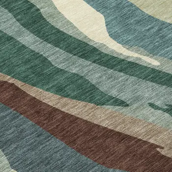 8' Sage Brown And Beige Round Abstract Washable Indoor Outdoor Area Rug