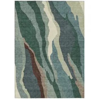 8' X 10' Sage Brown And Beige Abstract Washable Indoor Outdoor Area Rug