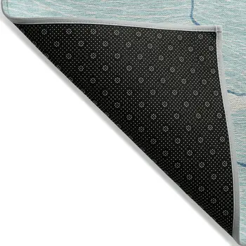 5' X 8' Aqua And Ivory Abstract Washable Indoor Outdoor Area Rug