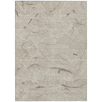 3' X 5' Beige And Tan Abstract Washable Indoor Outdoor Area Rug