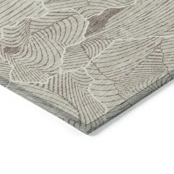 5' X 8' Beige And Tan Abstract Washable Indoor Outdoor Area Rug