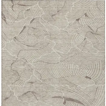 8' X 10' Beige And Tan Abstract Washable Indoor Outdoor Area Rug