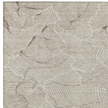 10' X 14' Beige And Tan Abstract Washable Indoor Outdoor Area Rug