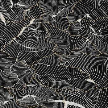 5' X 8' Black Ivory And Gold Abstract Washable Indoor Outdoor Area Rug