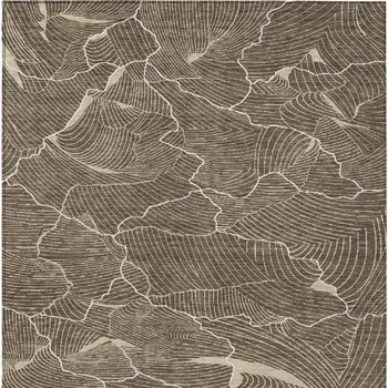 8' X 10' Brown And Ivory Abstract Washable Indoor Outdoor Area Rug
