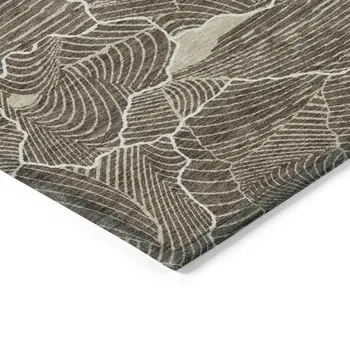 10' X 14' Brown And Ivory Abstract Washable Indoor Outdoor Area Rug