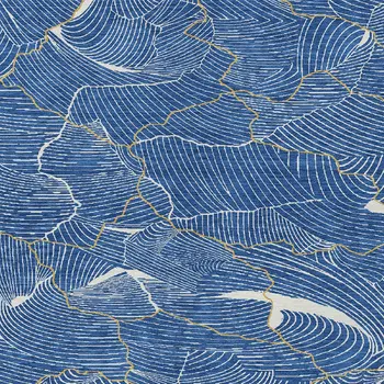 8' X 10' Blue Ivory And Gold Abstract Washable Indoor Outdoor Area Rug
