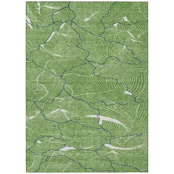 8' X 10' Green Blue And Ivory Abstract Washable Indoor Outdoor Area Rug