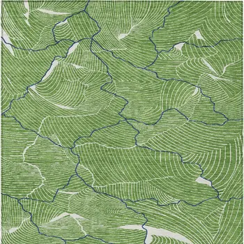10' X 14' Green Blue And Ivory Abstract Washable Indoor Outdoor Area Rug