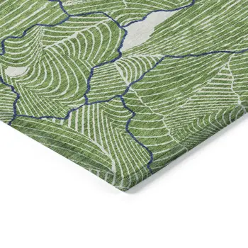 10' X 14' Green Blue And Ivory Abstract Washable Indoor Outdoor Area Rug