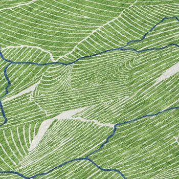 10' X 14' Green Blue And Ivory Abstract Washable Indoor Outdoor Area Rug
