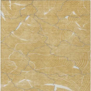 3' X 5' Gold Charcoal And Ivory Abstract Washable Indoor Outdoor Area Rug