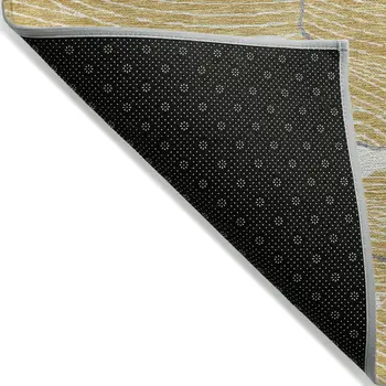 3' X 5' Gold Charcoal And Ivory Abstract Washable Indoor Outdoor Area Rug