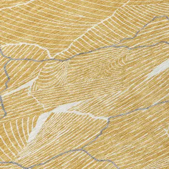 5' X 8' Gold Charcoal And Ivory Abstract Washable Indoor Outdoor Area Rug