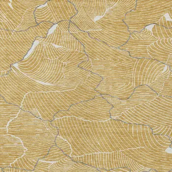 8' X 10' Gold Charcoal And Ivory Abstract Washable Indoor Outdoor Area Rug