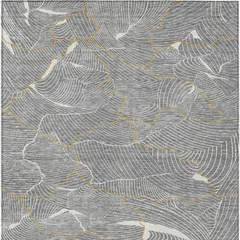3' X 5' Gray Brown And Ivory Abstract Washable Indoor Outdoor Area Rug