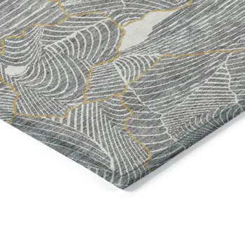 8' Gray Brown And Ivory Round Abstract Washable Indoor Outdoor Area Rug