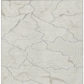 3' X 5' Ivory And Gray Abstract Washable Indoor Outdoor Area Rug