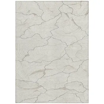 10' X 14' Ivory And Gray Abstract Washable Indoor Outdoor Area Rug