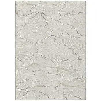 10' X 14' Ivory And Gray Abstract Washable Indoor Outdoor Area Rug