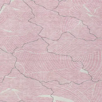 3' X 5' Pink Ivory And Gray Abstract Washable Indoor Outdoor Area Rug