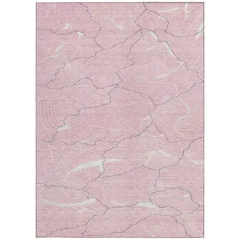 5' X 8' Pink Ivory And Gray Abstract Washable Indoor Outdoor Area Rug