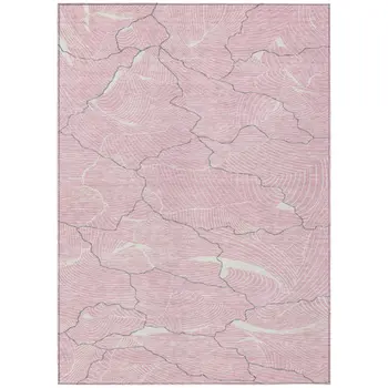 5' X 8' Pink Ivory And Gray Abstract Washable Indoor Outdoor Area Rug